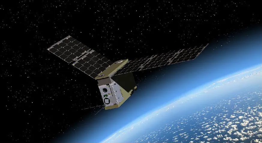 An illustration of the TEMPEST-D Satellite over earth