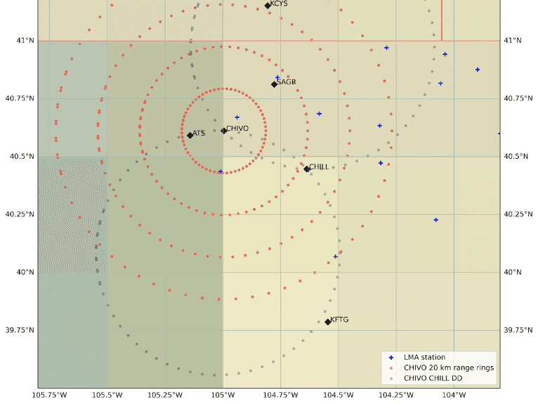 A map showing the CHIVO and CHILL radars